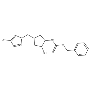 rac-benzyl N-[(1R,2R)-4-[(4-chloro-1H-pyrazol-1-yl)methyl]-2-hydroxycyclopentyl]carbamate Structure