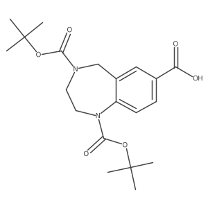 1,4-bis[(tert-butoxy)carbonyl]-2,3,4,5-tetrahydro-1H-1,4-benzodiazepine-7-carboxylic acid结构式