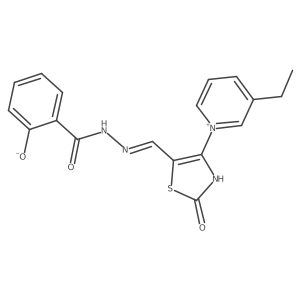 (E)-4-(3-ethylpyridin-1-ium-1-yl)-5-((2-(2-hydroxybenzoyl)hydrazono)methyl)-2-oxothiazol-3-ide结构式