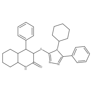 3-[(4-cyclohexyl-5-phenyl-1,2,4-triazol-3-yl)sulfanyl]-4-phenyl-3,4,4a,5,6,7,8,8a-octahydro-1H-quinolin-2-one Structure