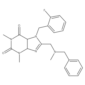 8-[[Benzyl(methyl)amino]methyl]-7-[(2-fluorophenyl)methyl]-1,3-dimethyl-4,5-dihydropurine-2,6-dione结构式