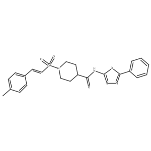 1-[2-(4-methylphenyl)ethenesulfonyl]-N-(5-phenyl-1,3,4-oxadiazol-2-yl)piperidine-4-carboxamide结构式