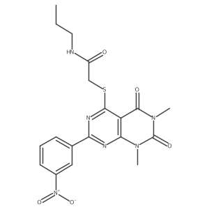 2-[1,3-dimethyl-7-(3-nitrophenyl)-2,4-dioxo-pyrimido[4,5-d]pyrimidin-5-yl]sulfanyl-N-propyl-acetamide Structure