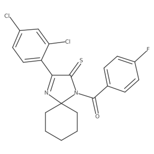 3-(2,4-Dichlorophenyl)-1-(4-fluorobenzoyl)-1,4-diazaspiro[4.5]dec-3-ene-2-thione结构式