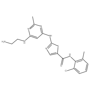 2-[[6-[(2-Aminoethyl)amino]-2-methyl-4-pyrimidinyl]amino]-N-(2-chloro-6-methylphenyl)-5-thiazolecarboxamide结构式