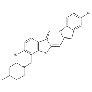 (2Z)-2-[(5-bromo-1-benzofuran-2-yl)methylidene]-6-hydroxy-7-[(4-methylpiperidin-1-yl)methyl]-1-benzofuran-3(2H)-one结构式