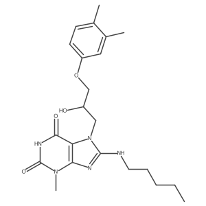 7-(3-(3,4-dimethylphenoxy)-2-hydroxypropyl)-3-methyl-8-(pentylamino)-1H-purine-2,6(3H,7H)-dione结构式