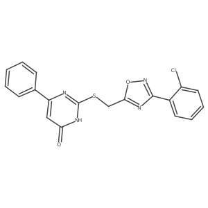 2-({[3-(2-Chlorophenyl)-1,2,4-oxadiazol-5-yl]methyl}sulfanyl)-6-phenyl-4-pyrimidinol结构式