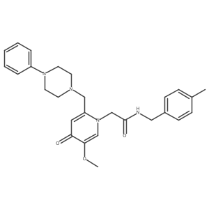 2-(5-methoxy-4-oxo-2-((4-phenylpiperazin-1-yl)methyl)pyridin-1(4H)-yl)-N-(4-methylbenzyl)acetamide Structure