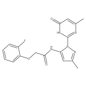 2-(2-fluorophenoxy)-N-(3-methyl-1-(4-methyl-6-oxo-1,6-dihydropyrimidin-2-yl)-1H-pyrazol-5-yl)acetamide结构式