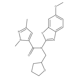 N-(6-methoxybenzo[d]thiazol-2-yl)-1,3-dimethyl-N-((tetrahydrofuran-2-yl)methyl)-1H-pyrazole-5-carboxamide Structure