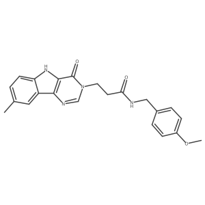 COc1ccc(CNC(=O)CCn2cnc3c([nH]c4ccc(C)cc43)c2=O)cc1结构式