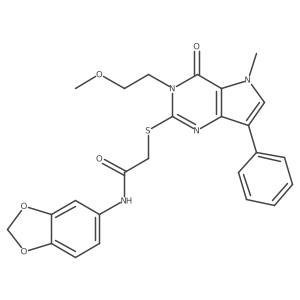N-(benzo[d][1,3]dioxol-5-yl)-2-((3-(2-methoxyethyl)-5-methyl-4-oxo-7-phenyl-4,5-dihydro-3H-pyrrolo[3,2-d]pyrimidin-2-yl)thio)acetamide Structure