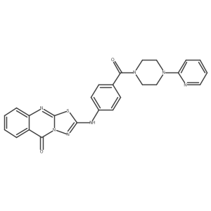 2-({4-[4-(pyridin-2-yl)piperazine-1-carbonyl]phenyl}amino)-5H-[1,3,4]thiadiazolo[2,3-b]quinazolin-5-one结构式