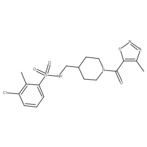 3-chloro-2-methyl-N-{[1-(4-methyl-1,2,3-thiadiazole-5-carbonyl)piperidin-4-yl]methyl}benzene-1-sulfonamide Structure