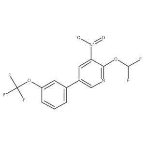 2-(Difluoromethoxy)-3-nitro-5-(3-(trifluoromethoxy)phenyl)pyridine结构式