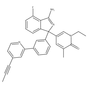 (R)-5-(3-Amino-4-fluoro-1-(3-(4-(prop-1-ynyl)pyridin-2-yl)phenyl)-1H-isoindol-1-yl)-1-ethyl-3-methylpyridin-2(1H)-one结构式