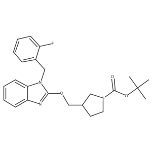 tert-Butyl 3-(((1-(2-fluorobenzyl)-1H-benzo[d]imidazol-2-yl)oxy)methyl)pyrrolidine-1-carboxylate结构式