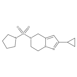 2-Cyclopropyl-5-(pyrrolidin-1-ylsulfonyl)-4,5,6,7-tetrahydropyrazolo[1,5-a]pyrazine结构式