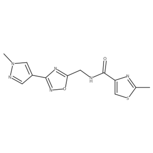 2-methyl-N-((3-(1-methyl-1H-pyrazol-4-yl)-1,2,4-oxadiazol-5-yl)methyl)thiazole-4-carboxamide Structure