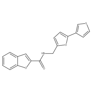 N-((5-(thiophen-3-yl)furan-2-yl)methyl)benzofuran-2-carboxamide结构式