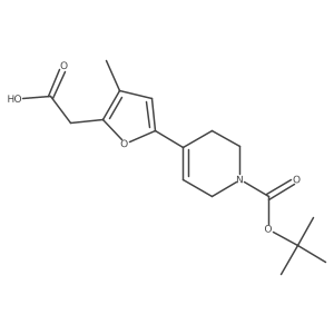 2-(5-{1-[(Tert-butoxy)carbonyl]-1,2,3,6-tetrahydropyridin-4-yl}-3-methylfuran-2-yl)acetic acid Structure