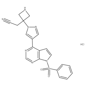 2-(3-(4-(7-(Phenylsulfonyl)-7H-pyrrolo[2,3-d]pyrimidin-4-yl)-1H-pyrazol-1-yl)azetidin-3-yl)acetonitrile hydrochloride Structure