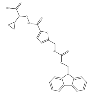 2-cyclopropyl-2-[({5-[({[(9H-fluoren-9-yl)methoxy]carbonyl}amino)methyl]furan-2-yl}formamido)oxy]acetic acid结构式