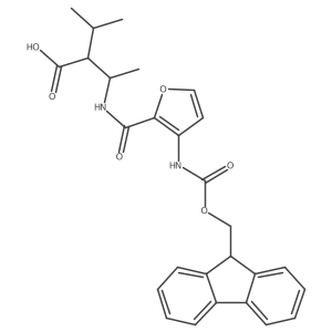 3-{[3-({[(9H-fluoren-9-yl)methoxy]carbonyl}amino)furan-2-yl]formamido}-2-(propan-2-yl)butanoic acid结构式