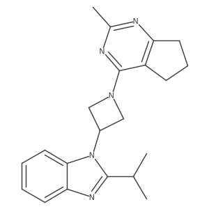 1-(1-{2-methyl-5H,6H,7H-cyclopenta[d]pyrimidin-4-yl}azetidin-3-yl)-2-(propan-2-yl)-1H-1,3-benzodiazole结构式