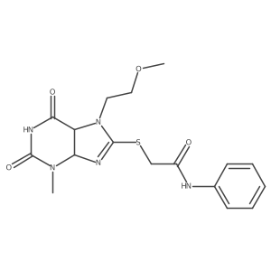 2-[[7-(2-methoxyethyl)-3-methyl-2,6-dioxo-4,5-dihydropurin-8-yl]sulfanyl]-N-phenylacetamide结构式