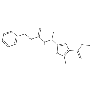 methyl 2-[(1R)-1-{[(benzyloxy)carbonyl]amino}ethyl]-5-methyl-1,3-oxazole-4-carboxylate结构式