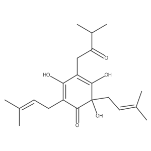 (6R)-3,5,6-Trihydroxy-4,6-bis(3-methyl-2-buten-1-yl)-2-(3-methyl-2-oxobutyl)-2,4-cyclohexadien-1-one结构式