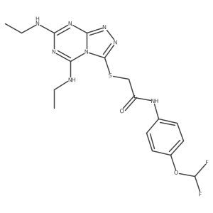 2-[[5,7-bis(ethylamino)-[1,2,4]triazolo[4,3-a][1,3,5]triazin-3-yl]sulfanyl]-N-[4-(difluoromethoxy)phenyl]acetamide Structure