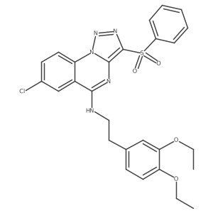 7-chloro-N-(3,4-diethoxyphenethyl)-3-(phenylsulfonyl)-[1,2,3]triazolo[1,5-a]quinazolin-5-amine结构式