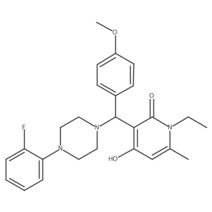 1-ethyl-3-((4-(2-fluorophenyl)piperazin-1-yl)(4-methoxyphenyl)methyl)-4-hydroxy-6-methylpyridin-2(1H)-one Structure