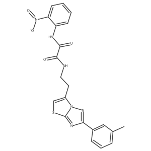 N1-(2-nitrophenyl)-N2-(2-(2-(m-tolyl)thiazolo[3,2-b][1,2,4]triazol-6-yl)ethyl)oxalamide结构式