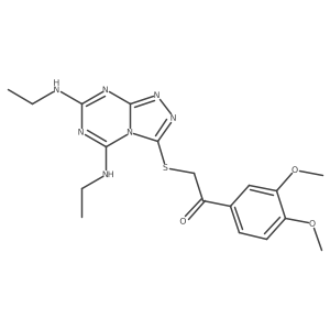 2-{[5,7-Bis(ethylamino)[1,2,4]triazolo[4,3-a][1,3,5]triazin-3-yl]sulfanyl}-1-(3,4-dimethoxyphenyl)ethanone Structure