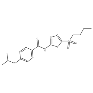 CCCCS(=O)(=O)c1nnc(NC(=O)c2ccc(OC(C)C)cc2)s1结构式
