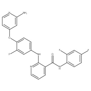 2-({4-[(2-aminopyridin-4-yl)oxy]-3-fluorophenyl}amino)-N-(2,4-difluorophenyl)pyridine-3-carboxamide结构式