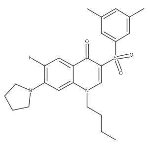 1-butyl-3-((3,5-dimethylphenyl)sulfonyl)-6-fluoro-7-(pyrrolidin-1-yl)quinolin-4(1H)-one Structure