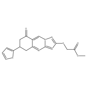 Methyl {[8-oxo-6-(2-thienyl)-5,6,7,8-tetrahydro[1,2,4]triazolo[5,1-b]quinazolin-2-yl]thio}acetate结构式