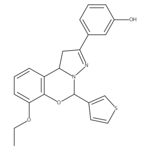 3-(7-ethoxy-5-(thiophen-3-yl)-5,10b-dihydro-1H-benzo[e]pyrazolo[1,5-c][1,3]oxazin-2-yl)phenol结构式