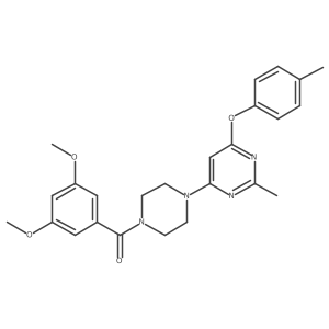 (3,5-Dimethoxyphenyl)(4-(2-methyl-6-(p-tolyloxy)pyrimidin-4-yl)piperazin-1-yl)methanone结构式