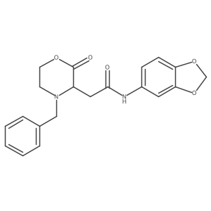N-1,3-benzodioxol-5-yl-2-(4-benzyl-2-oxomorpholin-3-yl)acetamide结构式