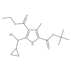 5-(cyclopropyl-hydroxy-methyl)-3-methyl-1H-pyrrole-2,4-dicarboxylic acid 2-tert-butyl ester 4-ethyl ester结构式