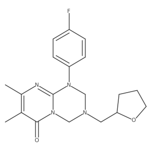 1-(4-fluorophenyl)-7,8-dimethyl-3-(tetrahydrofuran-2-ylmethyl)-1,2,3,4-tetrahydro-6H-pyrimido[1,2-a][1,3,5]triazin-6-one结构式