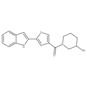 (2-(1H-indol-2-yl)thiazol-4-yl)(3-hydroxypiperidin-1-yl)methanone结构式