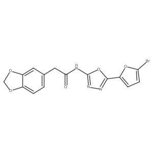 2-(benzo[d][1,3]dioxol-5-yl)-N-(5-(5-bromofuran-2-yl)-1,3,4-oxadiazol-2-yl)acetamide Structure