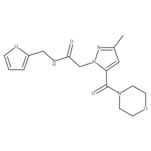 N-(furan-2-ylmethyl)-2-(3-methyl-5-(morpholine-4-carbonyl)-1H-pyrazol-1-yl)acetamide结构式